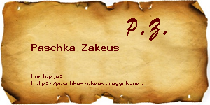 Paschka Zakeus névjegykártya